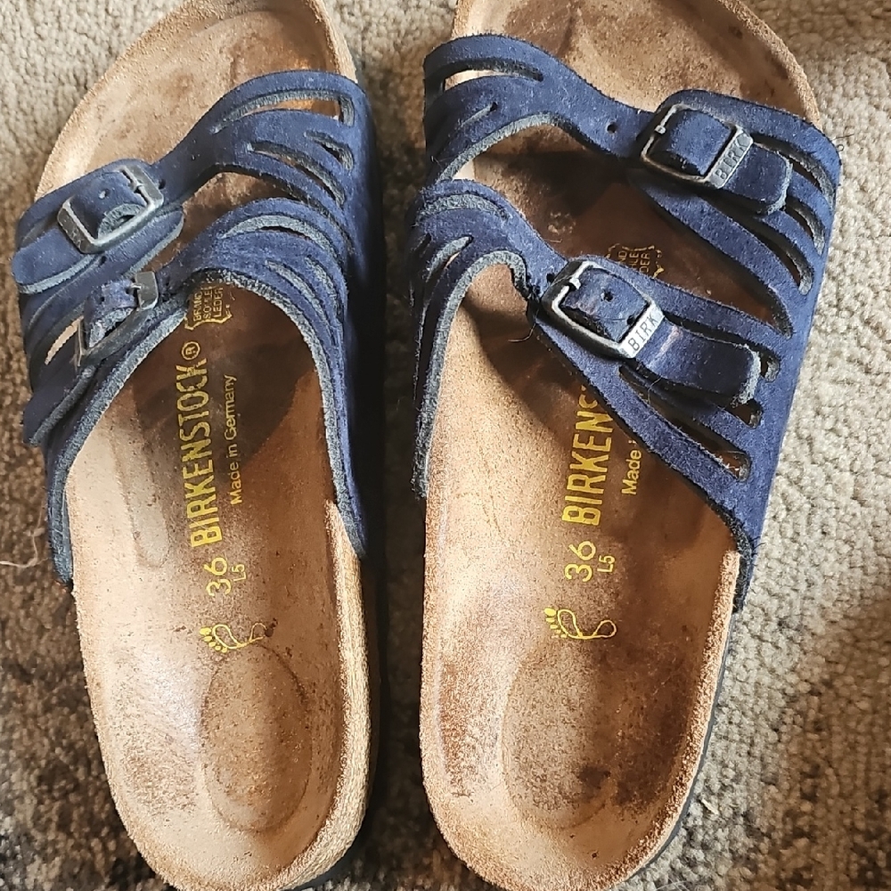 Birkenstock Women's Blue Suede Multi-Strap Sandals